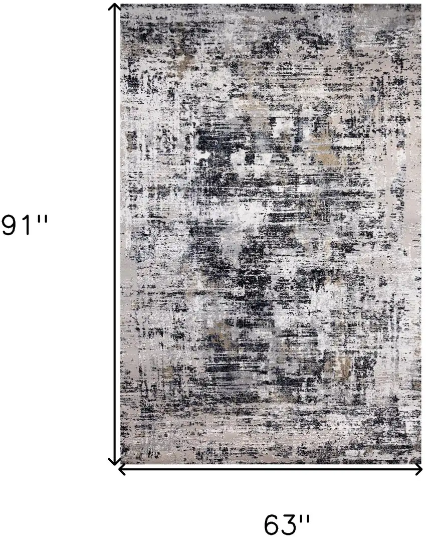 Beige Gray and White Abstract Area Rug Photo 8