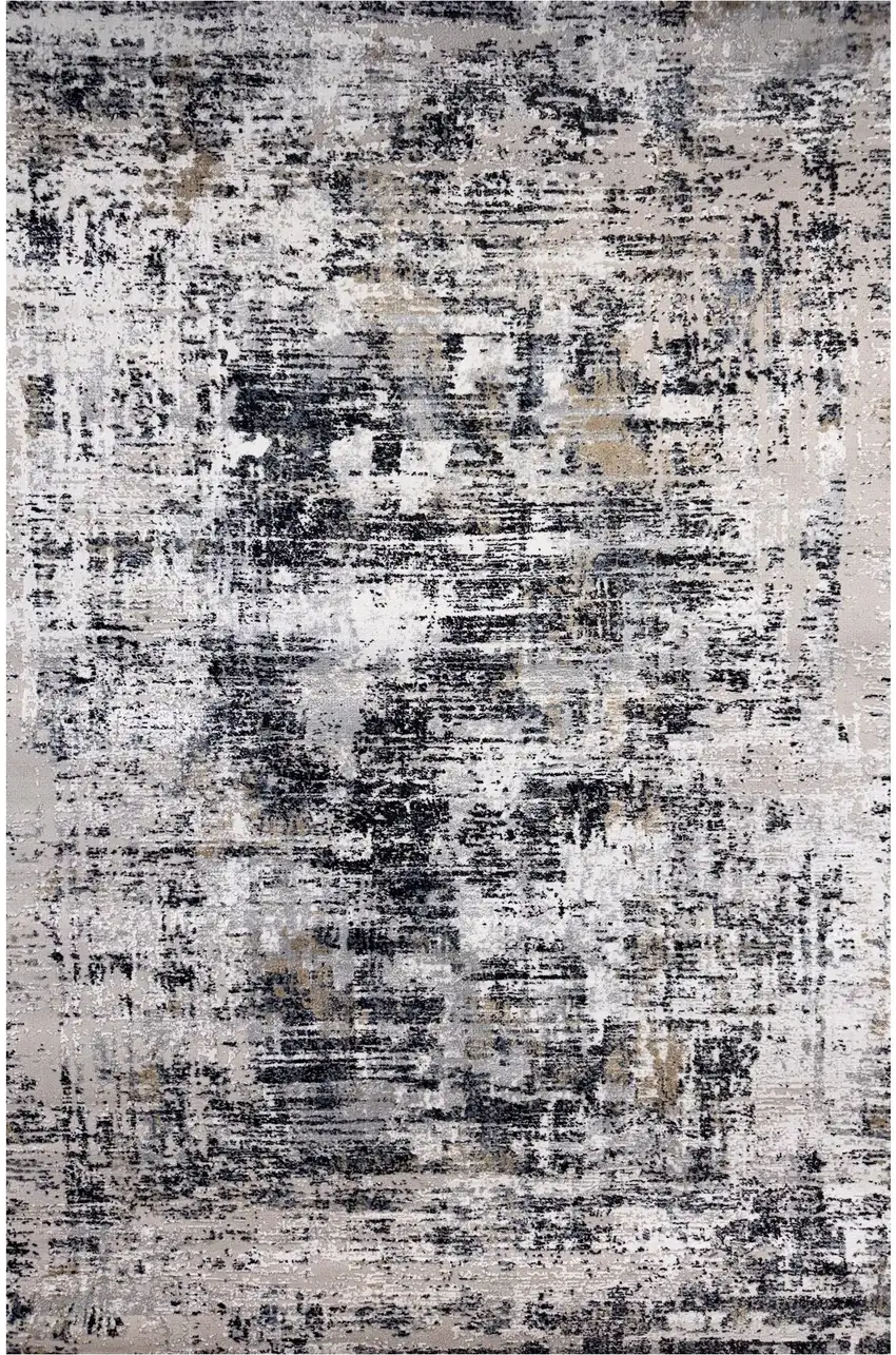 Beige Gray and White Abstract Area Rug Photo 2