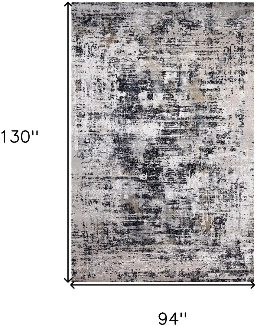 Beige Gray and White Abstract Area Rug Photo 8