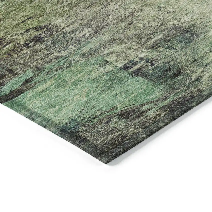 Beige Green And Artichoke Green Abstract Washable Indoor Outdoor Area Rug Photo 5