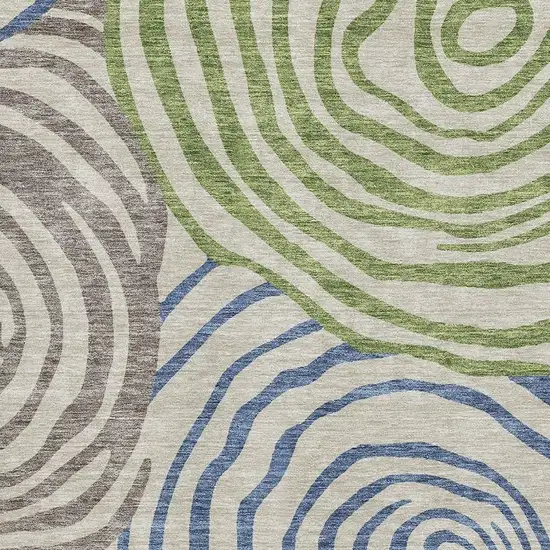 Beige Green And Blue Abstract Washable Area Rug With UV Protection Photo 3