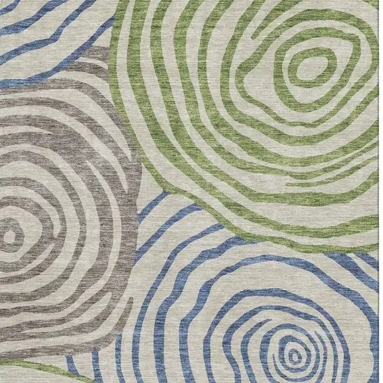 Beige Green And Blue Abstract Washable Area Rug With UV Protection Photo 4