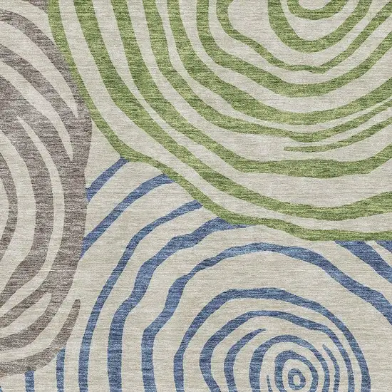 Beige Green And Blue Abstract Washable Area Rug With UV Protection Photo 3