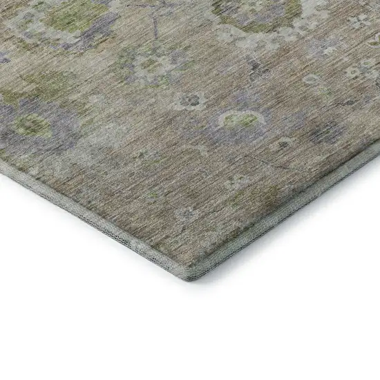 Beige Green And Blue Floral Washable Area Rug With UV Protection Photo 7