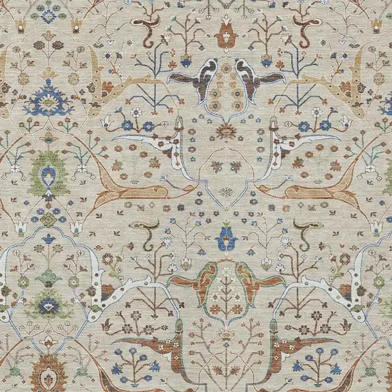 Beige Green And Blue Floral Washable Indoor Outdoor Area Rug Photo 7