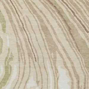 Photo of Beige Green And Brown Abstract Washable Indoor Outdoor Area Rug