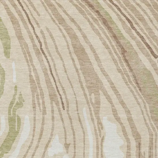 Beige Green And Brown Abstract Washable Indoor Outdoor Area Rug Photo 5