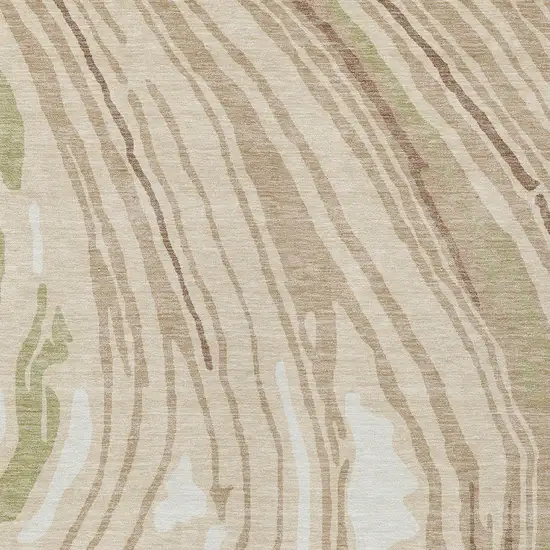 Beige Green And Brown Abstract Washable Indoor Outdoor Area Rug Photo 5