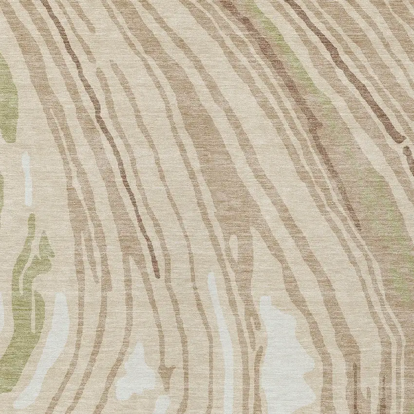 Beige Green And Brown Abstract Washable Indoor Outdoor Area Rug Photo 5