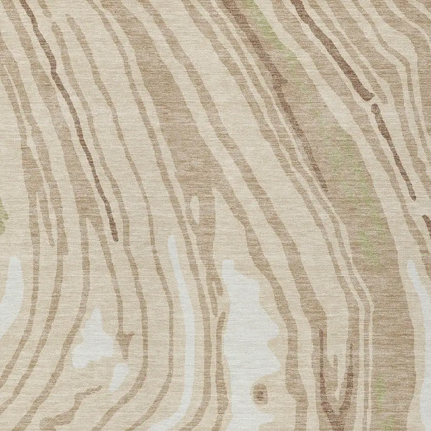 Beige Green And Brown Abstract Washable Indoor Outdoor Area Rug Photo 5