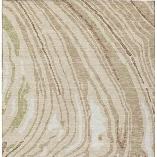 Beige Green And Brown Abstract Washable Indoor Outdoor Area Rug Photo 6