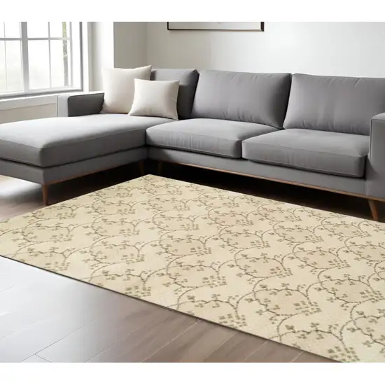 Beige Floral Vines Area Rug Photo 1