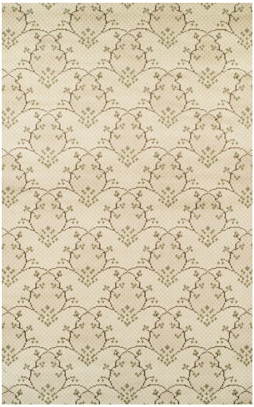Beige Green And Brown Floral Vines Stain Resistant Area Rug Photo 1