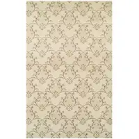 Photo of Beige Green And Brown Floral Vines Stain Resistant Area Rug