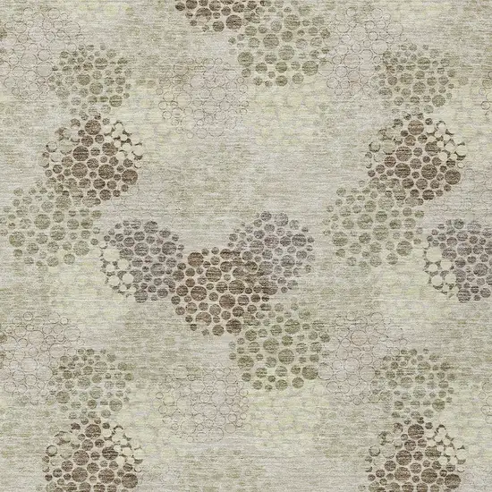 Beige Green And Ivory Polka Dot Washable Indoor Outdoor Area Rug Photo 6