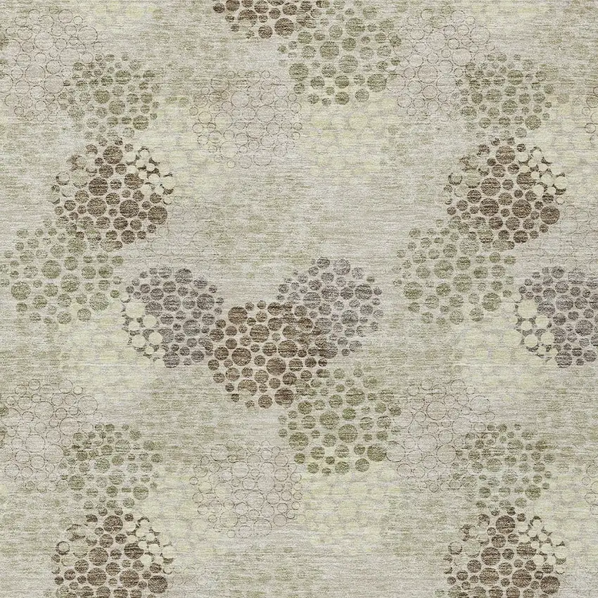 Beige Green And Ivory Polka Dot Washable Indoor Outdoor Area Rug Photo 6