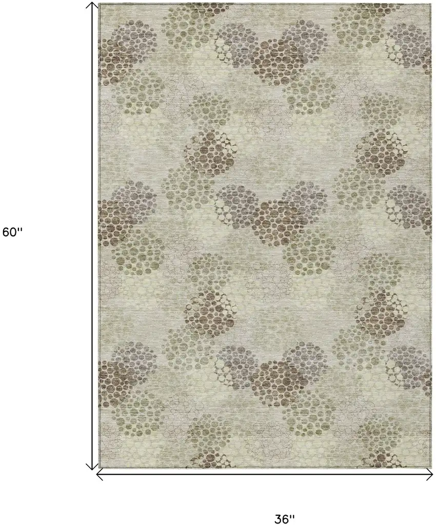 Beige Green And Ivory Polka Dot Washable Indoor Outdoor Area Rug Photo 3