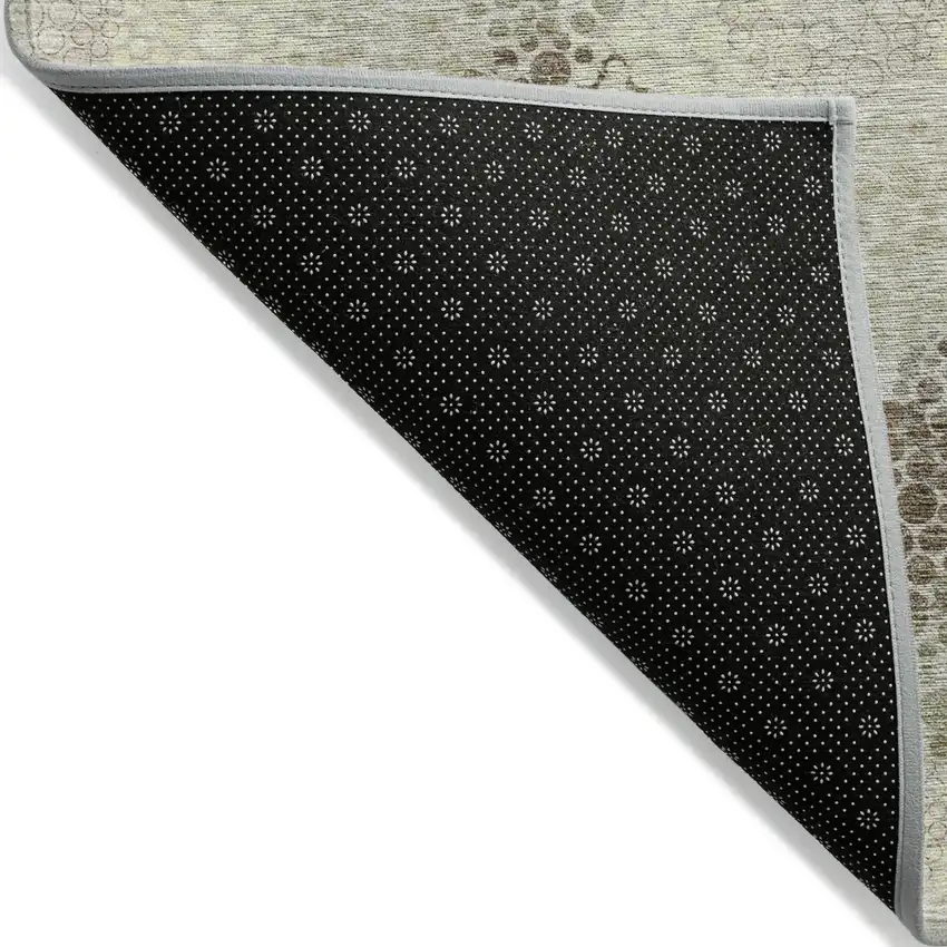 Beige Green And Ivory Polka Dot Washable Indoor Outdoor Area Rug Photo 4