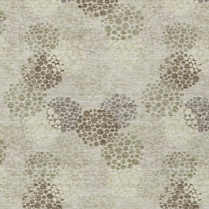 Beige Green And Ivory Polka Dot Washable Indoor Outdoor Area Rug Photo 6