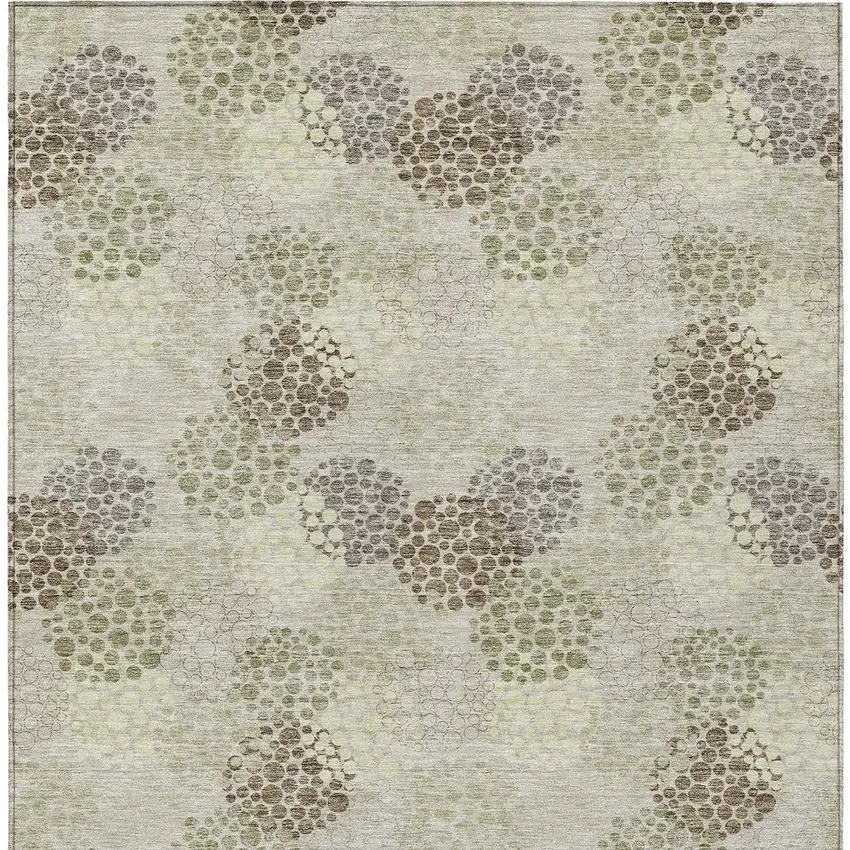 Beige Green And Ivory Polka Dot Washable Indoor Outdoor Area Rug Photo 7