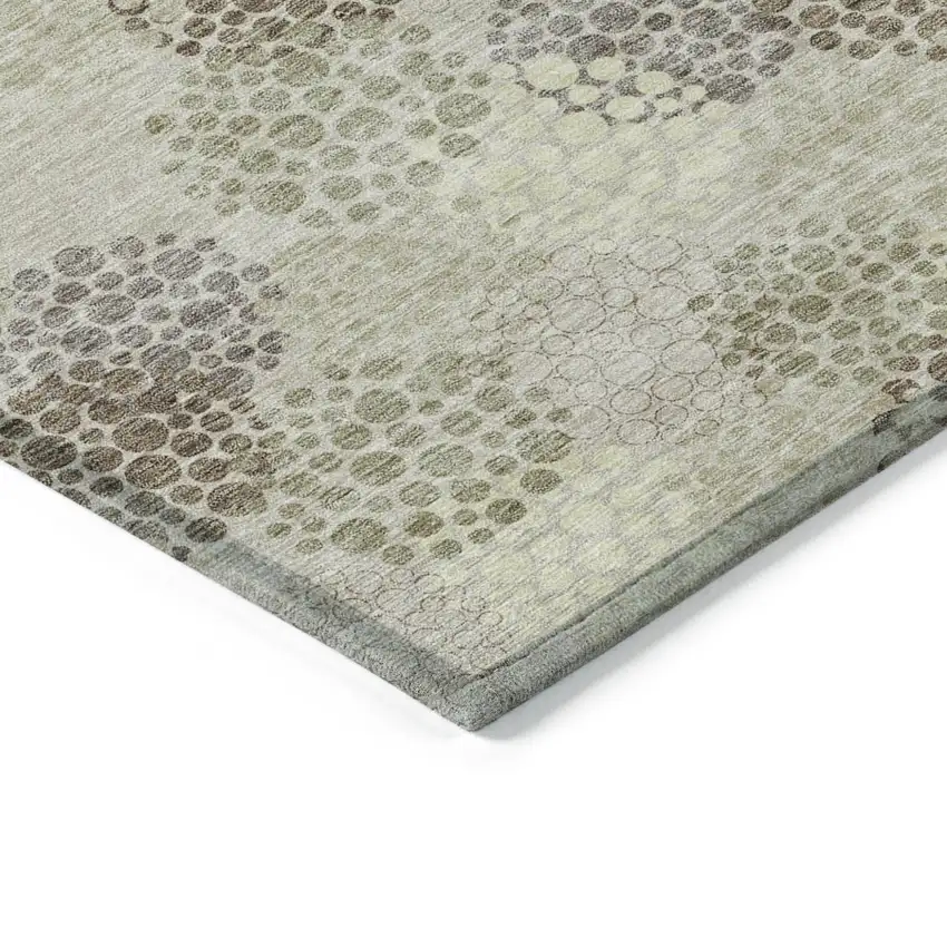 Beige Green And Ivory Polka Dot Washable Indoor Outdoor Area Rug Photo 5