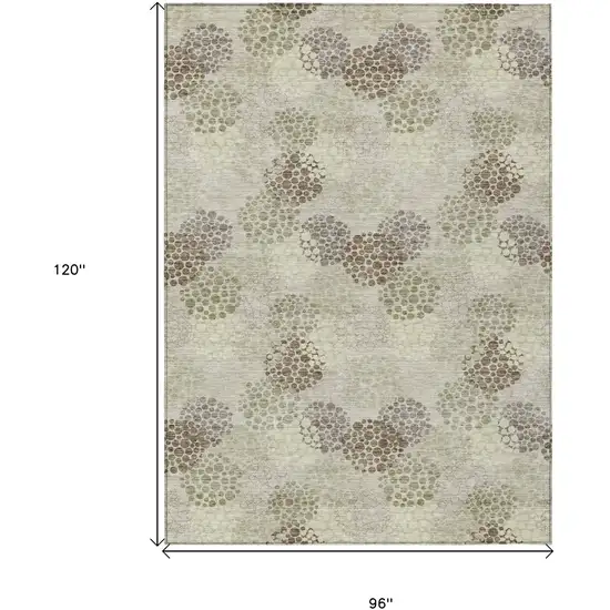 Beige Green And Ivory Polka Dot Washable Indoor Outdoor Area Rug Photo 3