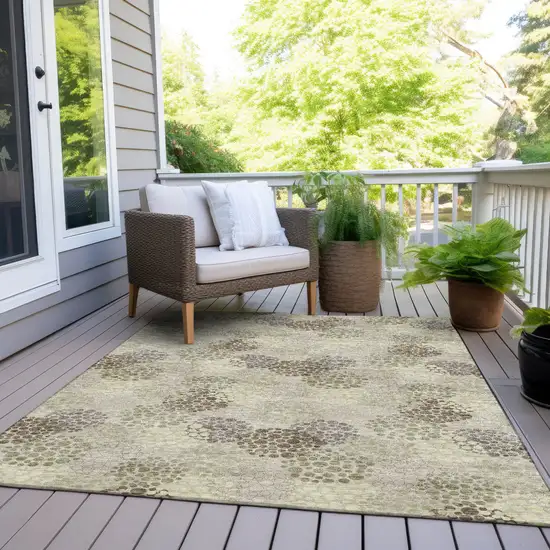 Beige Green And Ivory Polka Dot Washable Indoor Outdoor Area Rug Photo 8