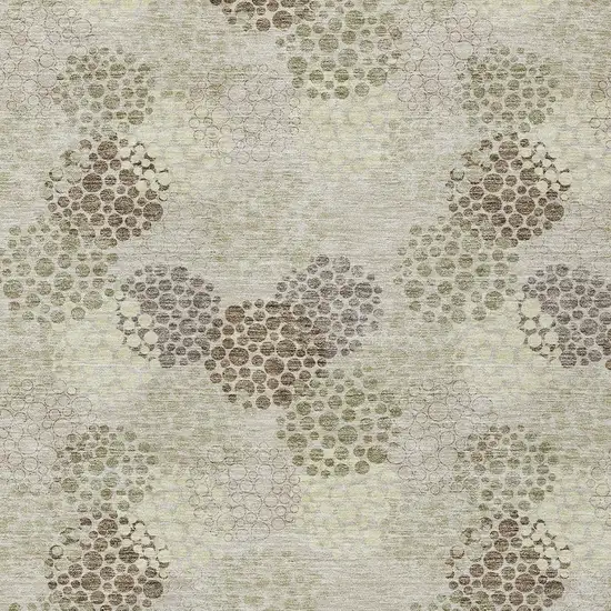 Beige Green And Ivory Polka Dot Washable Indoor Outdoor Area Rug Photo 6