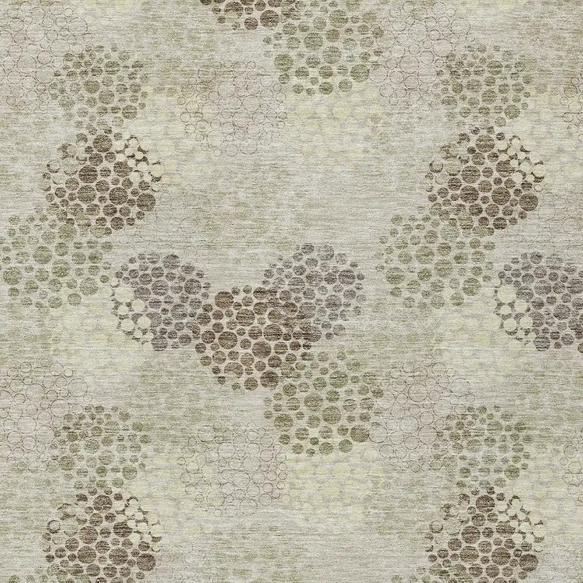 Beige Green And Ivory Polka Dot Washable Indoor Outdoor Area Rug Photo 6