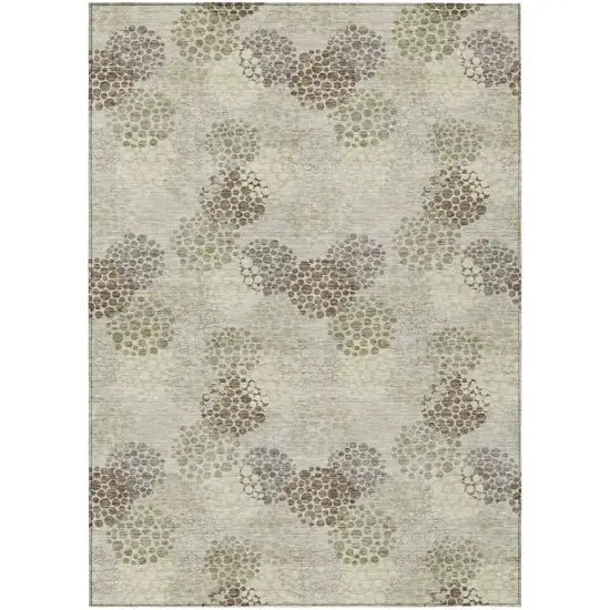 Beige Green And Ivory Polka Dot Washable Indoor Outdoor Area Rug Photo 2
