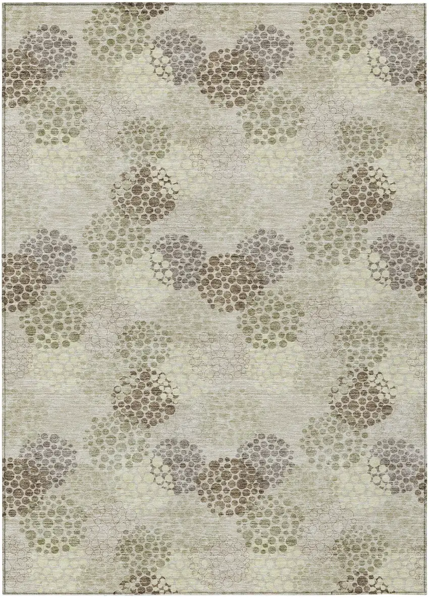 Beige Green And Ivory Polka Dot Washable Indoor Outdoor Area Rug Photo 2