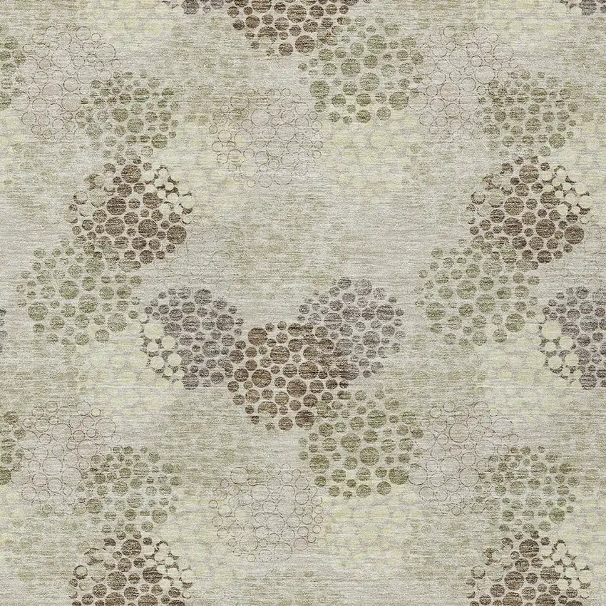 Beige Green And Ivory Polka Dot Washable Indoor Outdoor Area Rug Photo 6