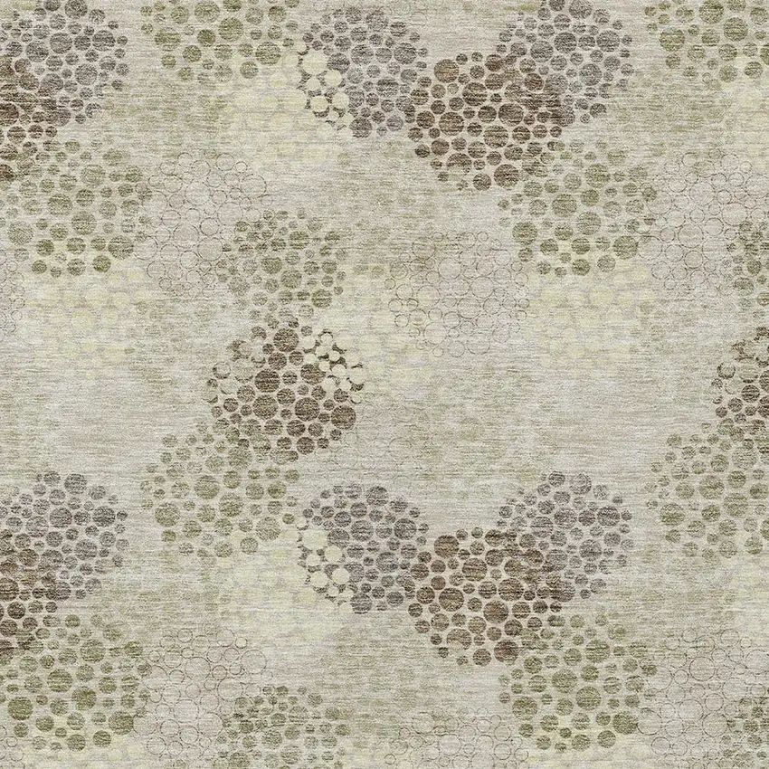 Beige Green And Ivory Polka Dot Washable Indoor Outdoor Area Rug Photo 6