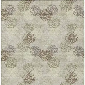 Photo of Beige Green And Ivory Polka Dot Washable Indoor Outdoor Area Rug