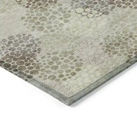Beige Green And Ivory Polka Dot Washable Indoor Outdoor Area Rug Photo 5