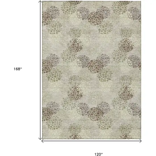 Beige Green And Ivory Polka Dot Washable Indoor Outdoor Area Rug Photo 3