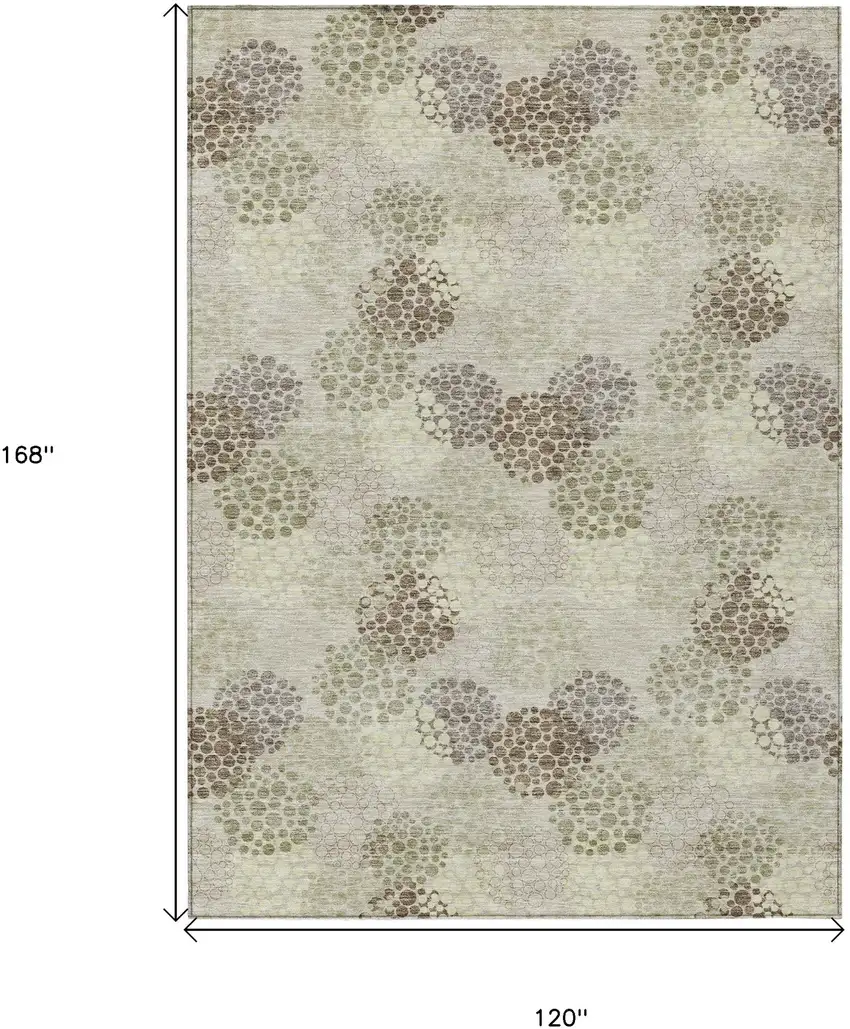 Beige Green And Ivory Polka Dot Washable Indoor Outdoor Area Rug Photo 3