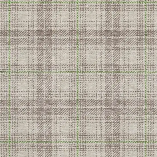 Beige Green And Tan Plaid Washable Area Rug With UV Protection Photo 2