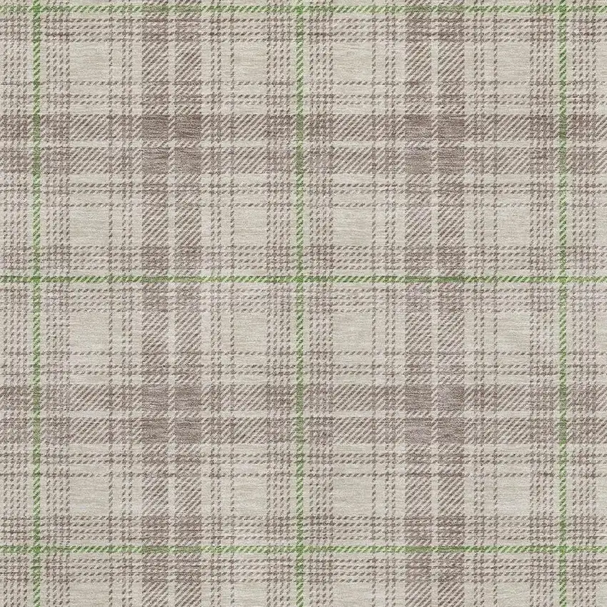 Beige Green And Tan Plaid Washable Area Rug With UV Protection Photo 2