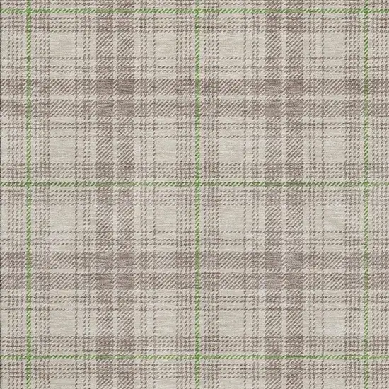 Beige Green And Tan Plaid Washable Area Rug With UV Protection Photo 3