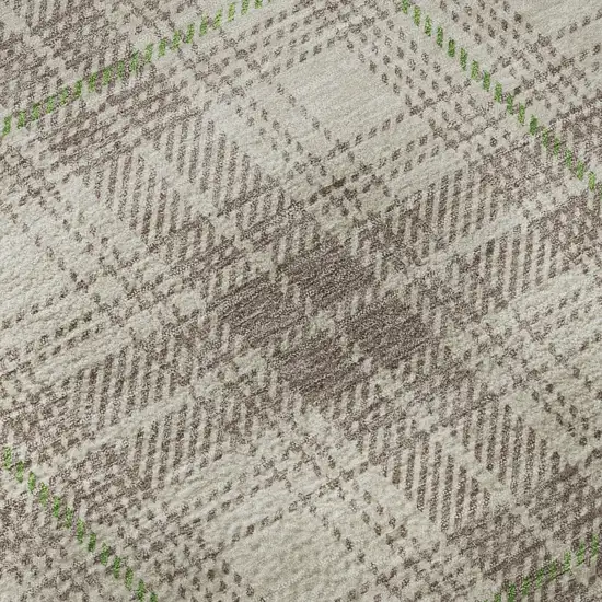 Beige Green And Tan Plaid Washable Area Rug With UV Protection Photo 9