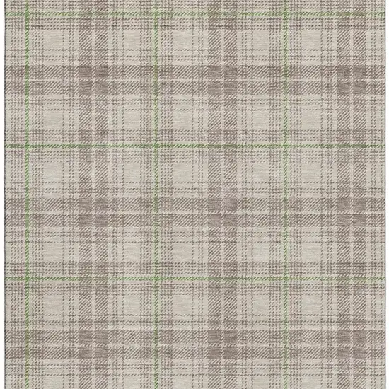 Beige Green And Tan Plaid Washable Area Rug With UV Protection Photo 2