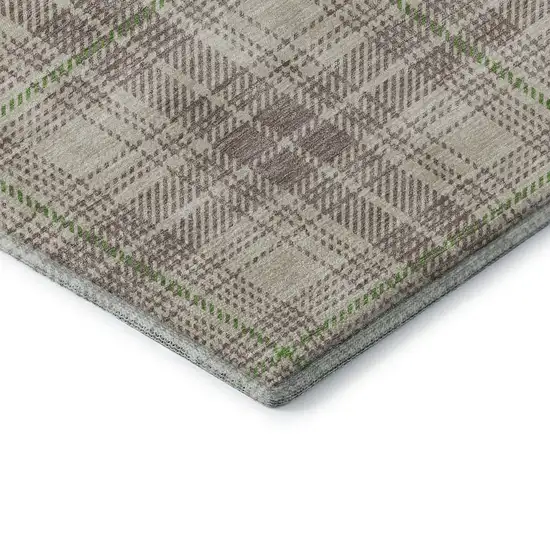 Beige Green And Tan Plaid Washable Area Rug With UV Protection Photo 7