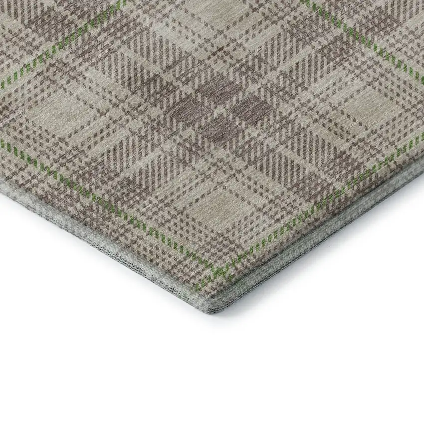 Beige Green And Tan Plaid Washable Area Rug With UV Protection Photo 7