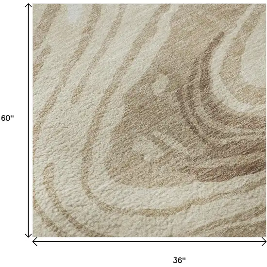 Beige Green And Taupe Abstract Washable Area Rug With UV Protection Photo 9