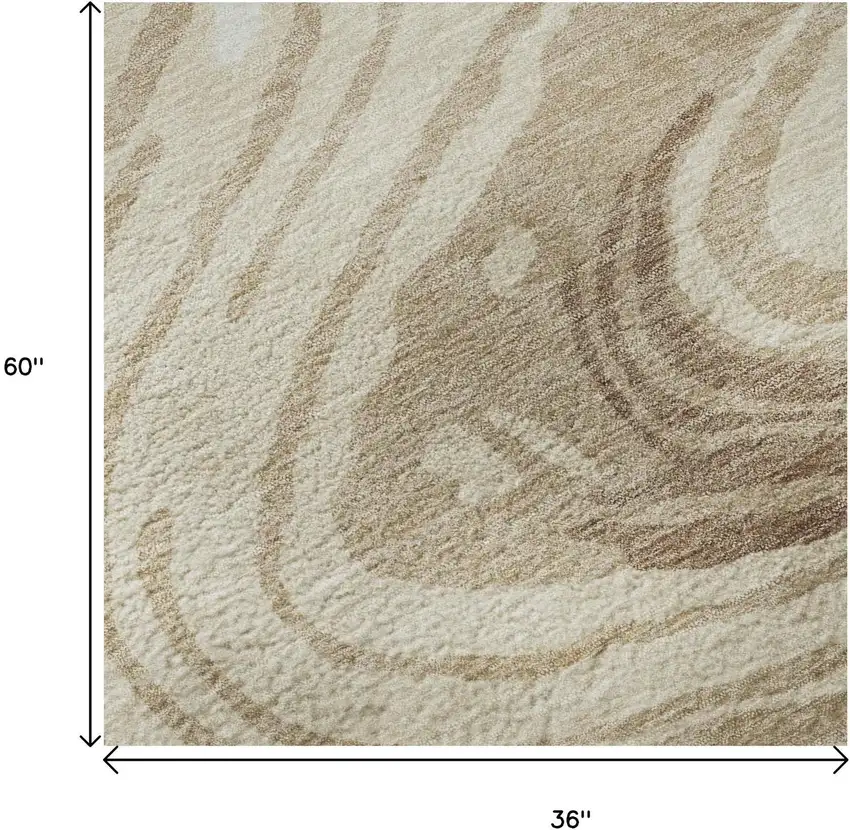 Beige Green And Taupe Abstract Washable Area Rug With UV Protection Photo 9