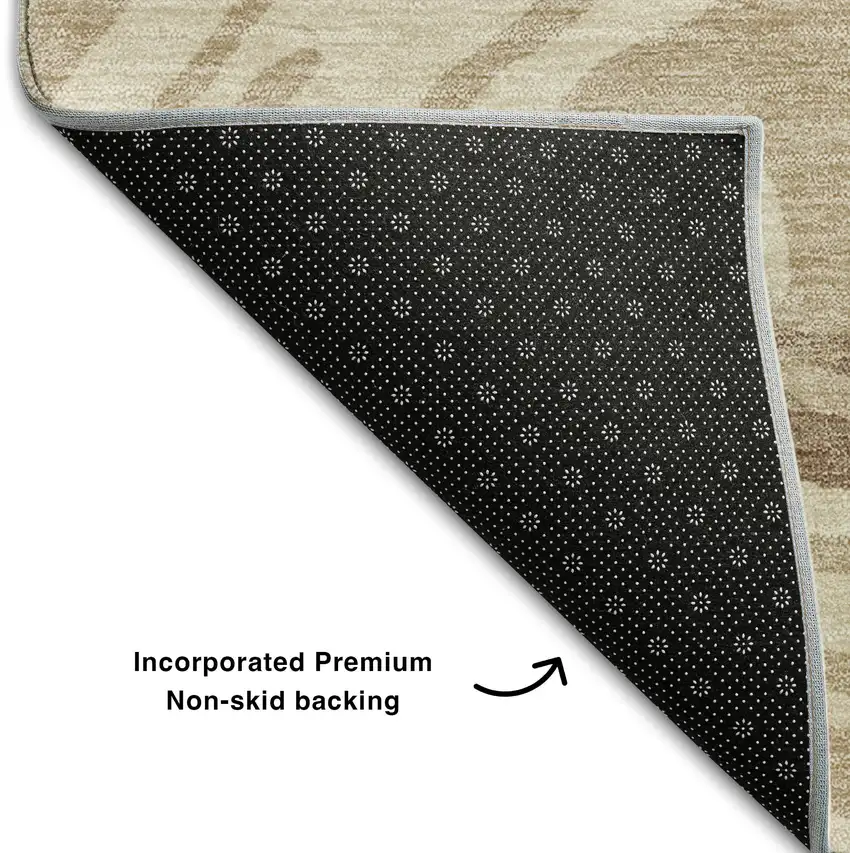 Beige Green And Taupe Abstract Washable Area Rug With UV Protection Photo 5