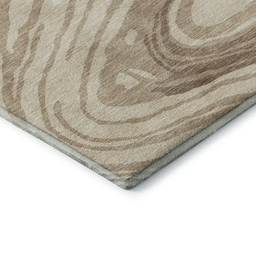 Beige Green And Taupe Abstract Washable Area Rug With UV Protection Photo 6
