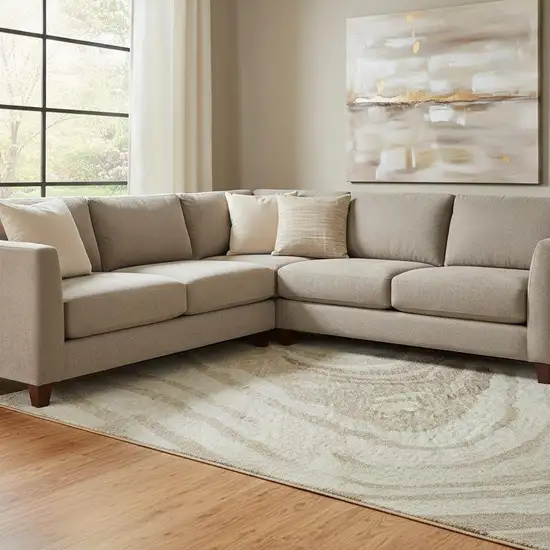 Beige Green And Taupe Abstract Washable Area Rug With UV Protection Photo 2