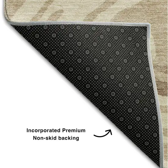 Beige Green And Taupe Abstract Washable Area Rug With UV Protection Photo 5